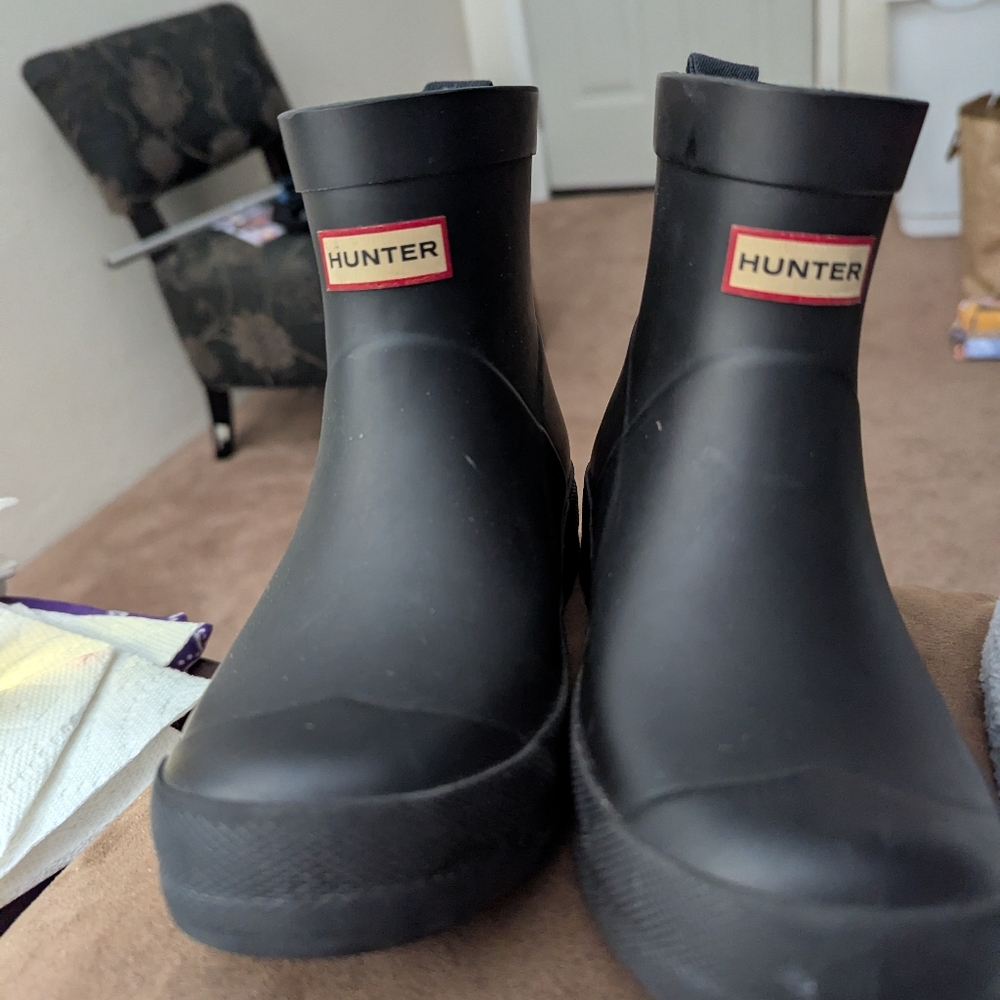 Hunter Black Waterproof Ankle Boots